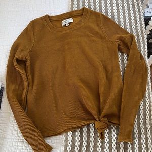 Madewell Texture & Thread Mustard Long Sleeve Tie Top